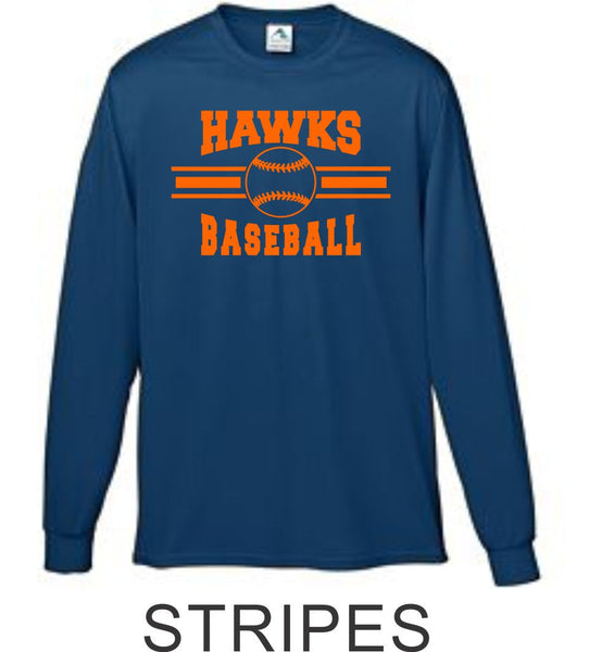 Hawks Baseball Wicking Long Sleeve Tee- 4 Designs