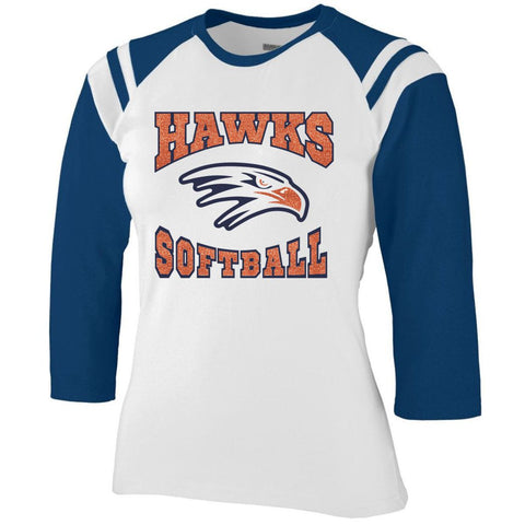 Hawks Glitter Baseball/Softball Ladies Legacy Raglan Tee