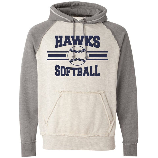 Hawks Softball Vintage Heathered Hoodie