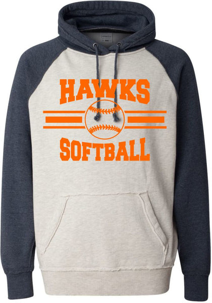 Hawks Softball Vintage Heathered Hoodie