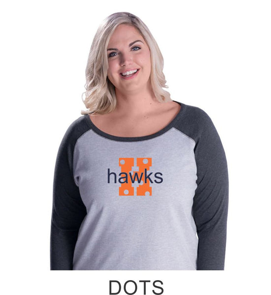 Hawks Curvy Lady Raglan- 2 designs-Matte or Glitter