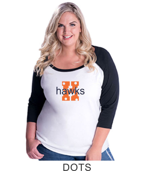 Hawks Curvy Lady Raglan- 2 designs-Matte or Glitter