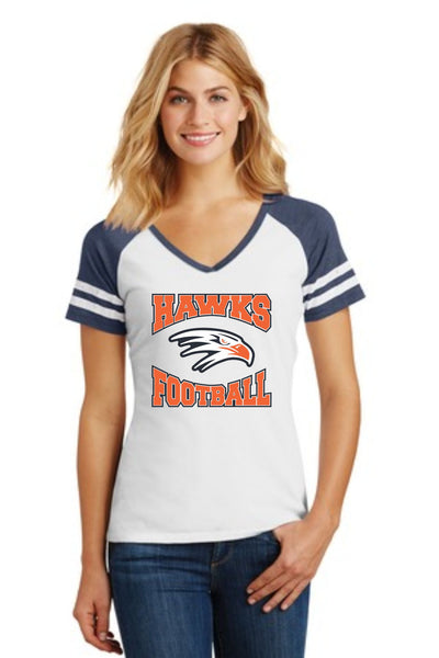 Hawks Football Game V-Neck Tee