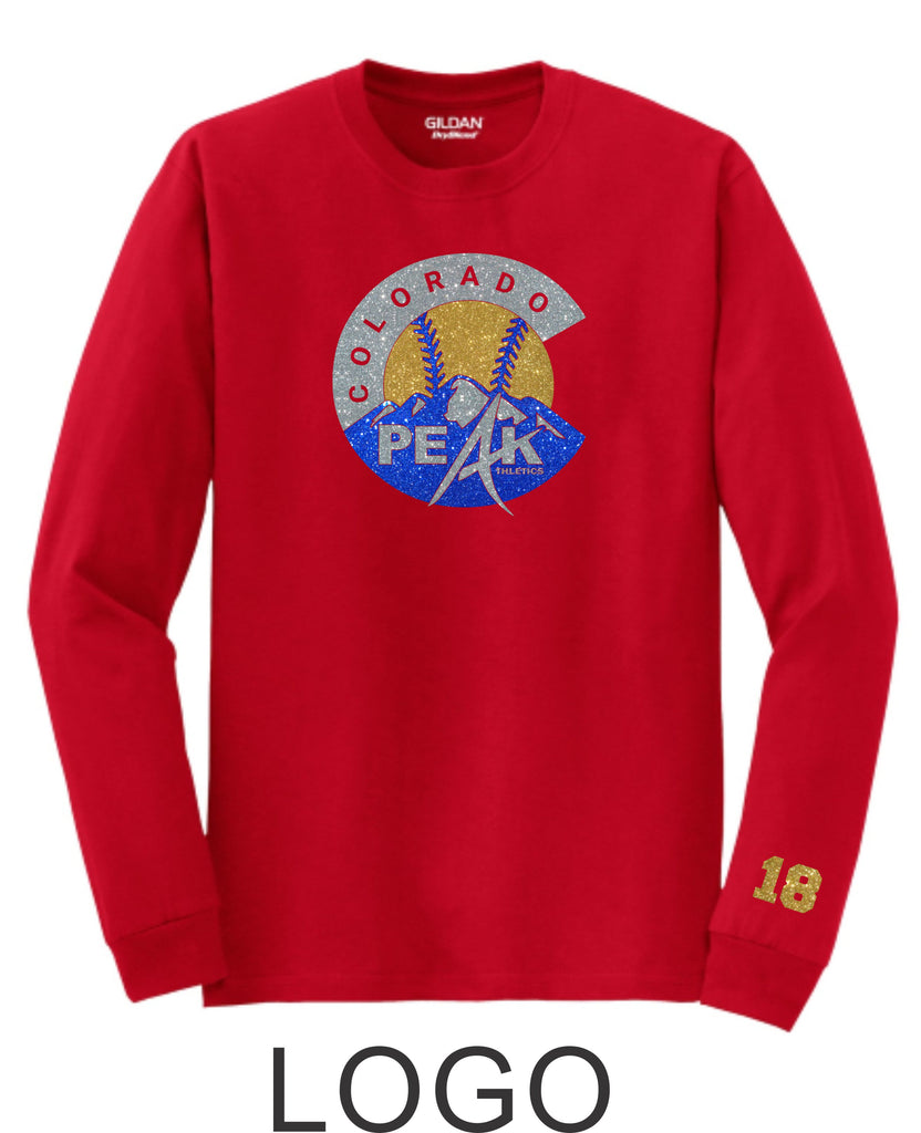 Peak Softball Youth Long Sleeve Tee - 2 Designs - Matte or Glitter