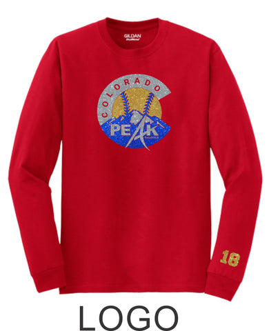 Peak Softball Youth Long Sleeve Tee - 2 Designs - Matte or Glitter