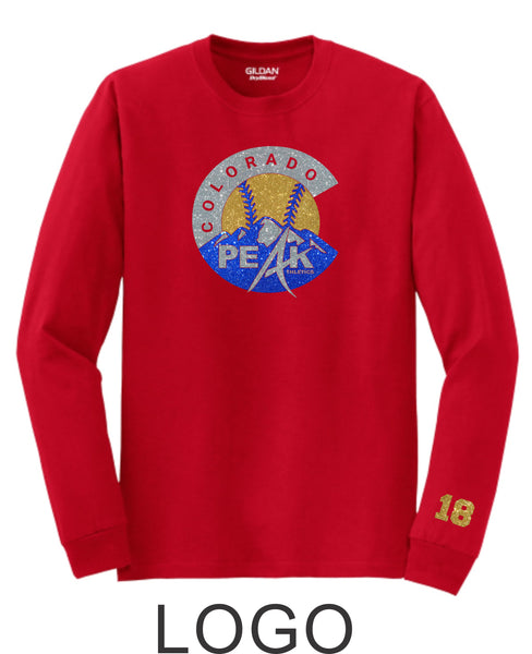 Peak Softball Adult Long Sleeve Tee - 2 Designs - Matte or Glitter