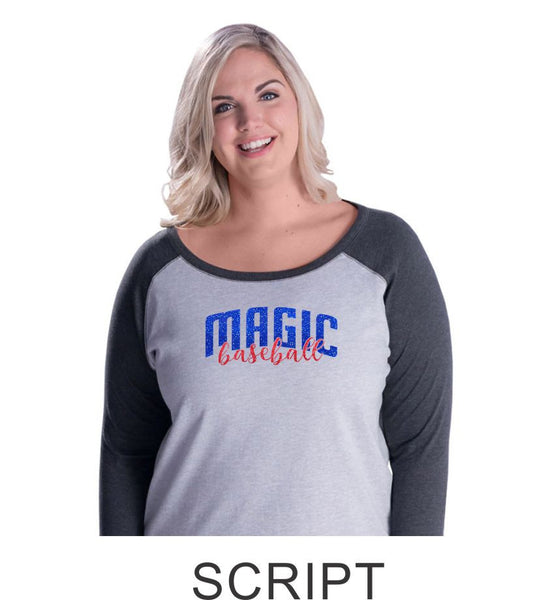Magic Curvy Lady Raglan- 3 desings- Matte or Glitter
