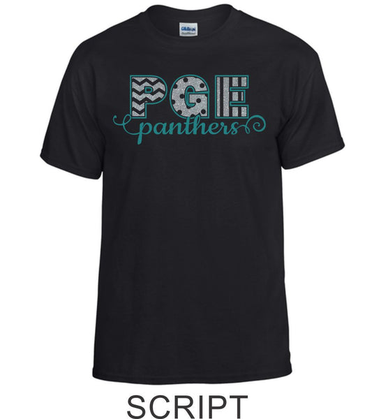 PGE Glitter Black T-Shirt- 7 designs