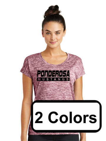 Pondo POMS Ladies Heather Wicking Tee- 4 Designs