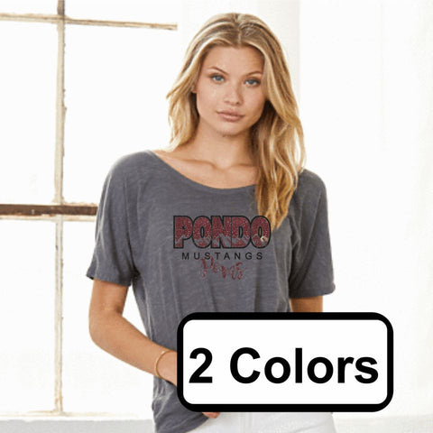 Pondo POMS Women's Slouchy Tee- 6 Designs- Matte or Glitter