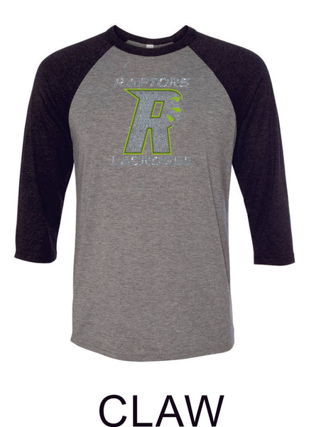 Raptors Lacrosse Raglan Unisex T-Shirt- 5 designs- Matte and Glitter