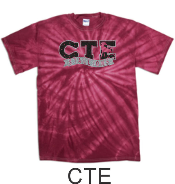 CTE Glitter Maroon Tie Dye T-Shirt- 5 designs