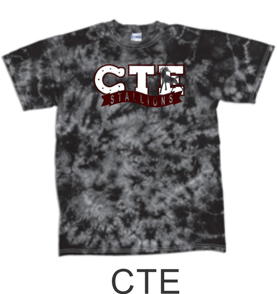CTE Black Tie Dye T-Shirt- 5 Designs