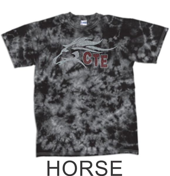 CTE Glitter Black Tie Dye T-Shirt- 5 Designs