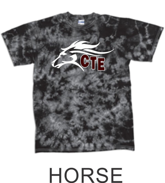 CTE Black Tie Dye T-Shirt- 5 Designs