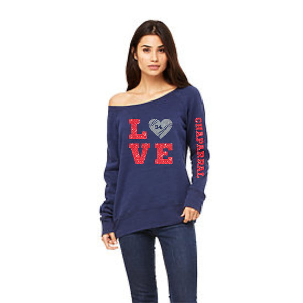 Chap Baseball Love Wideneck Sweatshirt