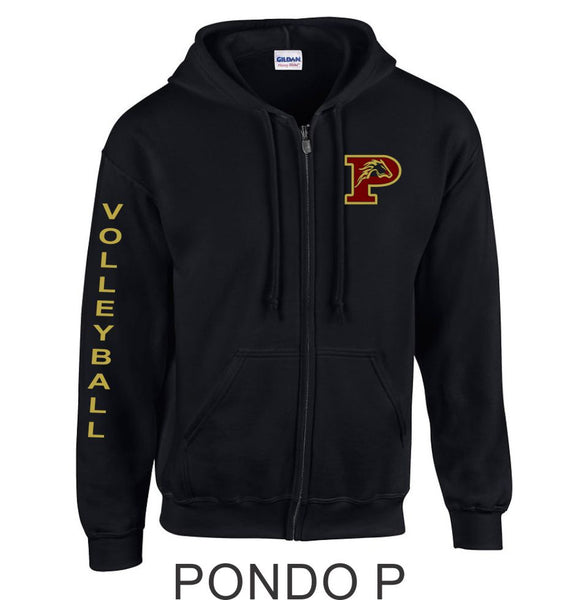 Pondo Volleyball Full Zip Hoodie- 2 Designs- Matte or Glitter