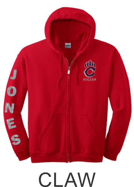 Chap Soccer Zip Up Hoodie- 2 Designs- Matte or Glitter