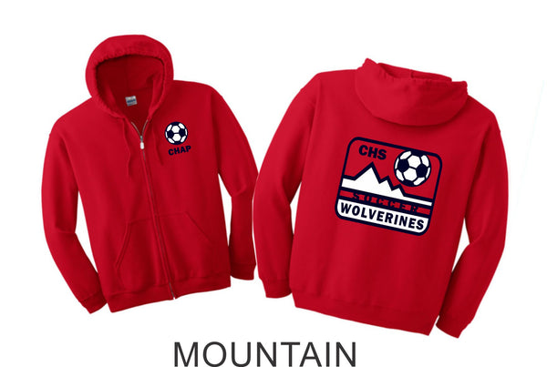 Chap Soccer Zip Up Hoodie- 2 Designs- Matte or Glitter