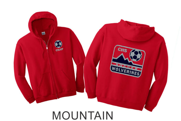 Chap Soccer Zip Up Hoodie- 2 Designs- Matte or Glitter