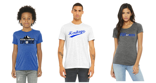Heritage Triblend Tee-3 Designs- Matte or Glitter