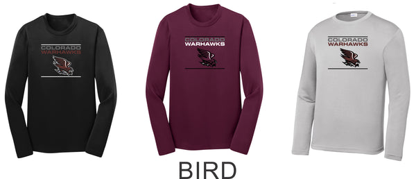 Warhawks Baseball Wicking Long Sleeve Tee- Ladies, Unisex, and Youth