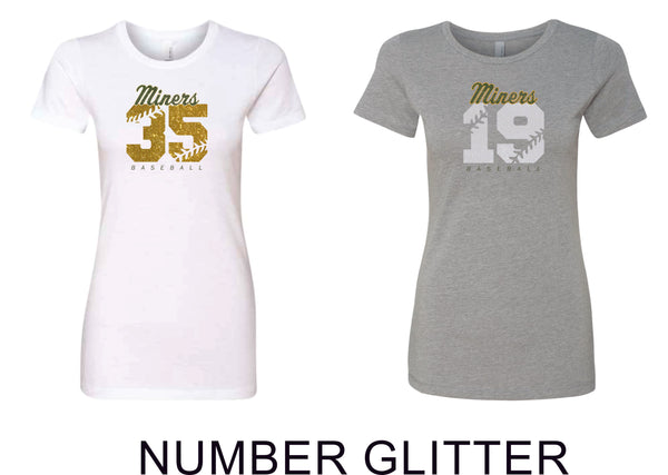 Miners Ladies Next Level Tee- Matte or Glitter