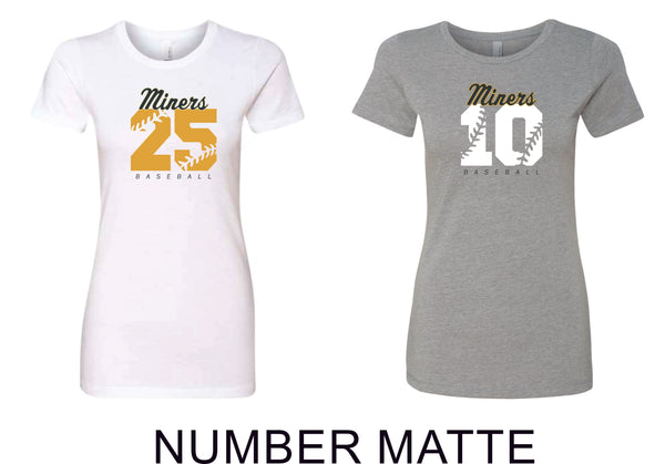 Miners Ladies Next Level Tee- Matte or Glitter