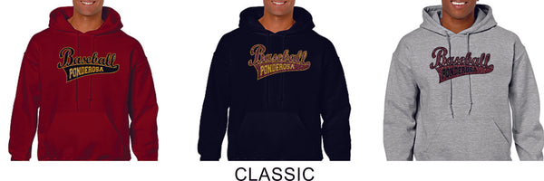 Pondo Baseball Basic Hoodie- 12 designs- Matte or Glitter