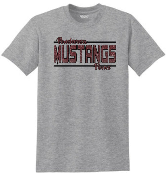Pondo POMS Basic MUSTANGS Tee- Matte or Glitter
