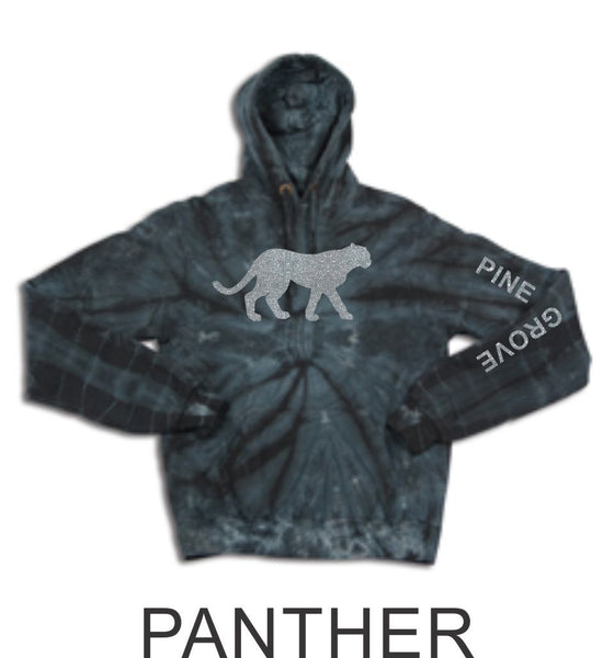 PGE Black Tie Dye Hoodie- 3 Designs- Matte or Glitter