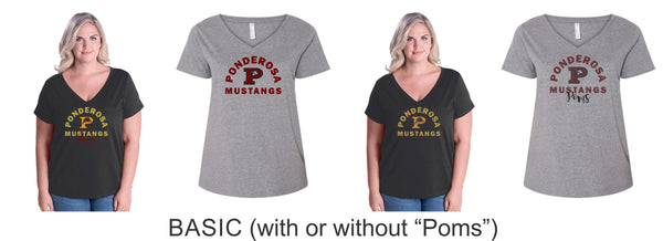 Pondo POMS Curvy Ladies Tee- 6 designs- Matte or Glitter