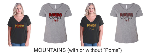 Pondo POMS Curvy Ladies Tee- 6 designs- Matte or Glitter