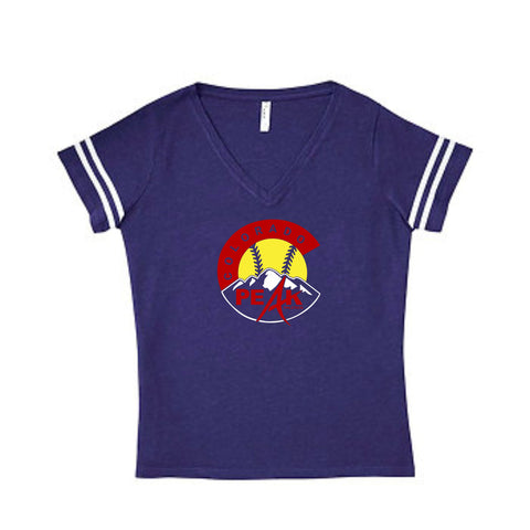Peak Curvy Ladies Varsity Tee- Matte or Glitter