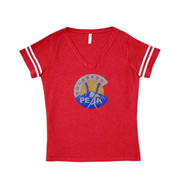 Peak Curvy Ladies Varsity Tee- Matte or Glitter