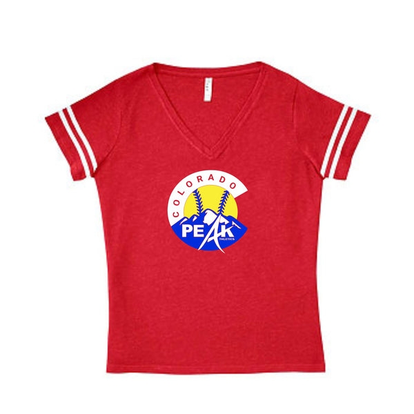 Peak Curvy Ladies Varsity Tee- Matte or Glitter