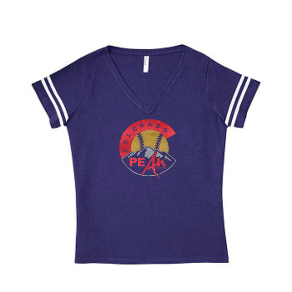 Peak Curvy Ladies Varsity Tee- Matte or Glitter