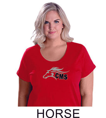 Cimarron Curvy Ladies Tee - 3 designs- Matte or Glitter