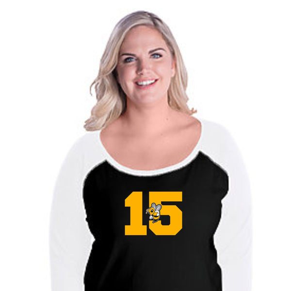 Sandlot Curvy Ladies Number Raglan- Matte or Glitter