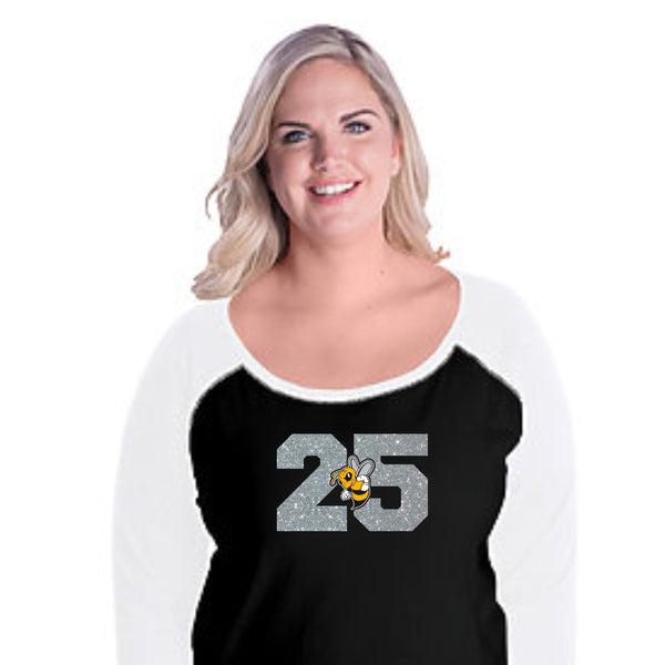 Sandlot Curvy Ladies Number Raglan- Matte or Glitter