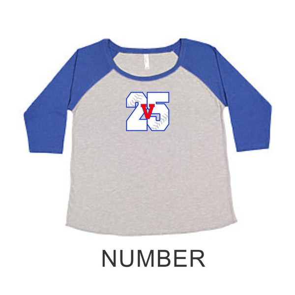 Vipers Curvy Ladies Number Raglan- Matte or Glitter