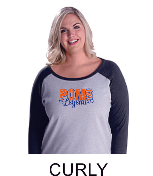 LT Poms Curvy Lady Raglan - 2 designs- Matte or Glitter