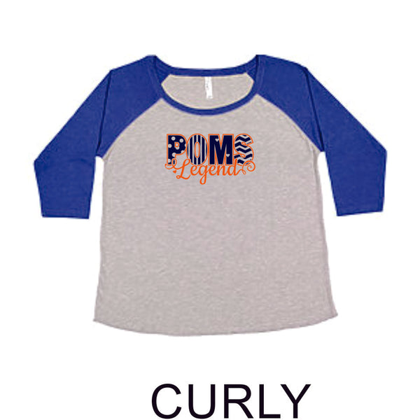 LT Poms Curvy Lady Raglan - 2 designs- Matte or Glitter