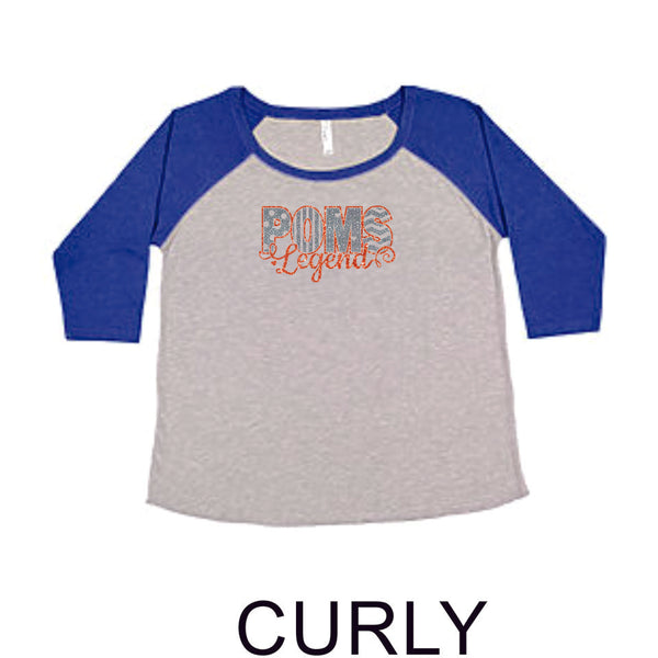 LT Poms Curvy Lady Raglan - 2 designs- Matte or Glitter