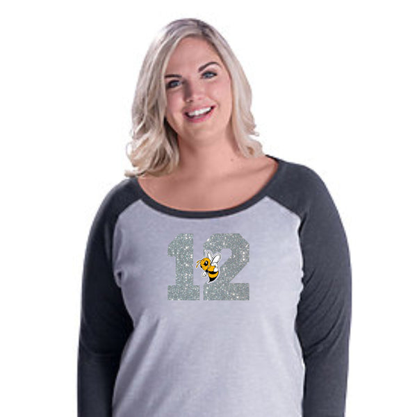 Sandlot Curvy Ladies Number Raglan- Matte or Glitter