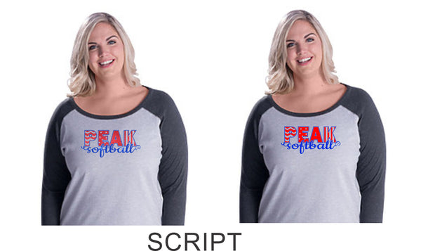 Peak Curvy Lady Raglan- 3 designs- Matte or Glitter