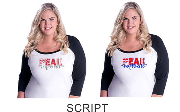 Peak Curvy Lady Raglan- 3 designs- Matte or Glitter