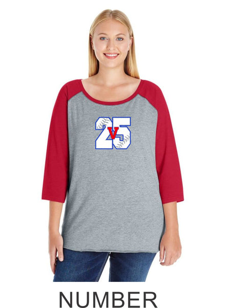 Vipers Curvy Ladies Number Raglan- Matte or Glitter