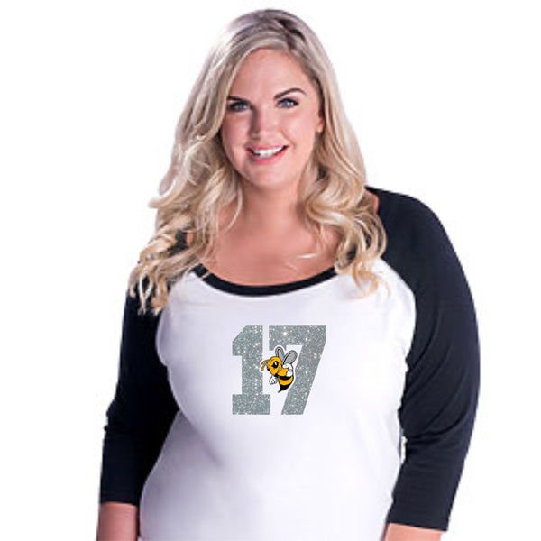 Sandlot Curvy Ladies Number Raglan- Matte or Glitter