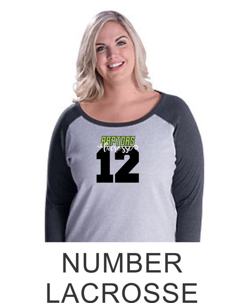 Raptors Curvy Ladies Raglan- 2 Designs- 4 Sports- Matte or Glitter